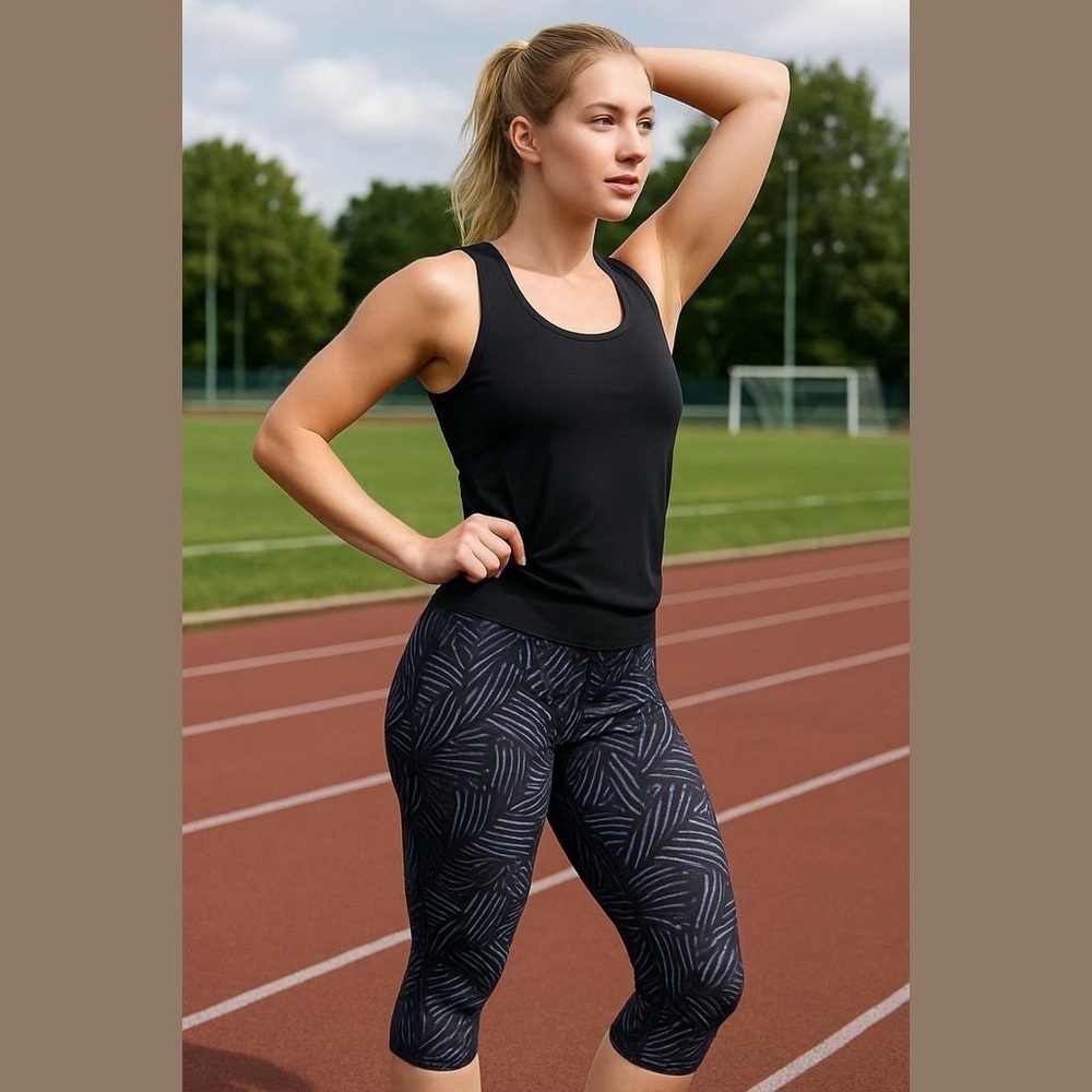 Patagonia Black and Gray Patterned Capri Pants